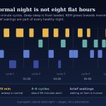 Hypnogram showing five 90-minute sleep cycles across a night, with deep sleep early and REM towards morning